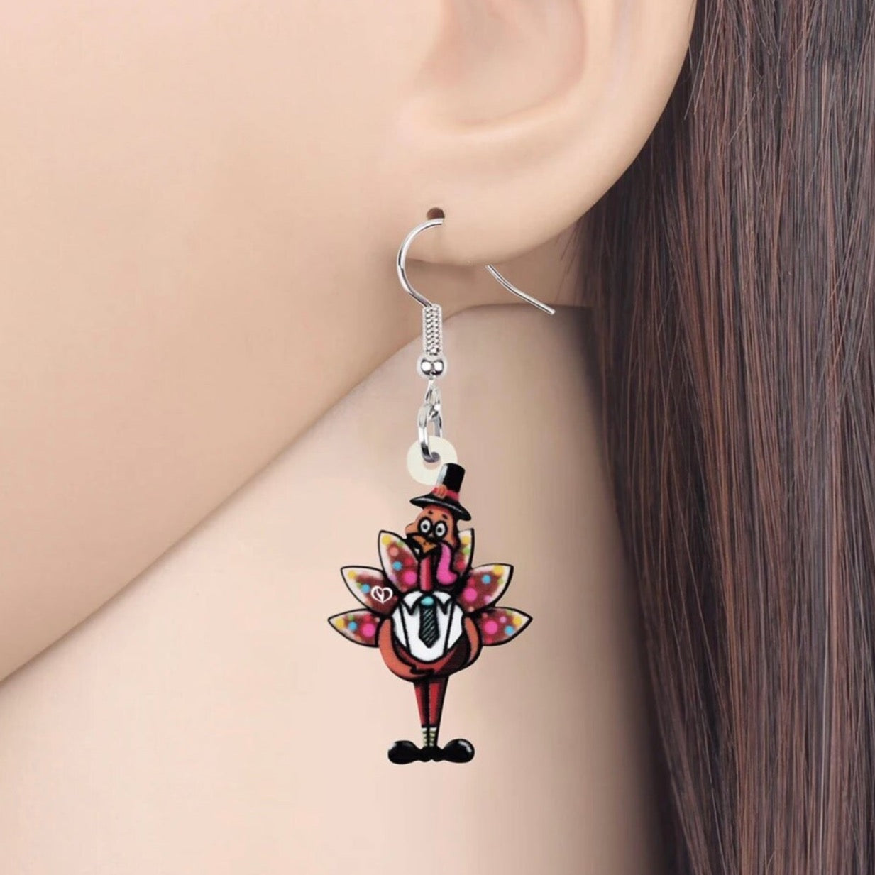 Turkey Earrings - Thanksgiving Earrings, Thanksgiving Accessories, Turkey Trot, Thanksgiving Turkey Earrings - Rhythms of Grace Creative
