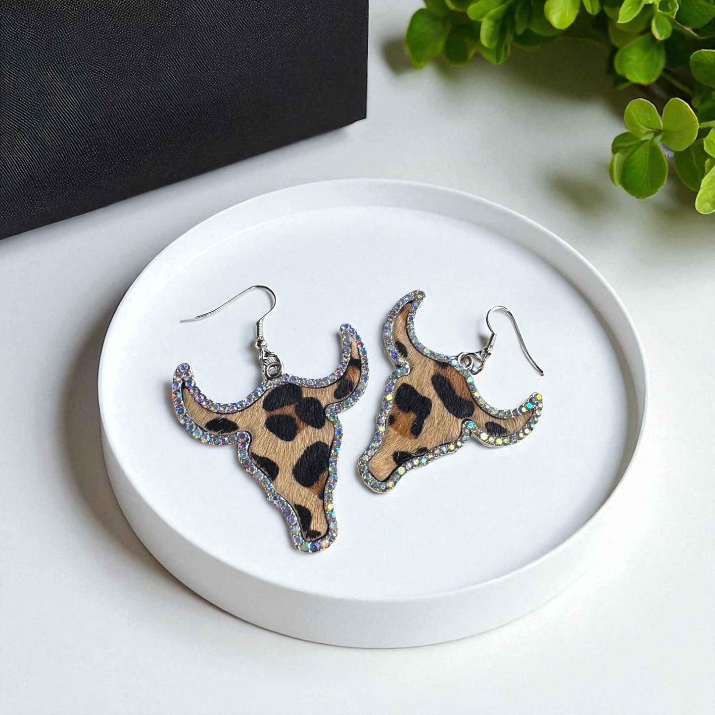 Giddy Up Glam: Rhinestone Longhorn Dangle Earrings