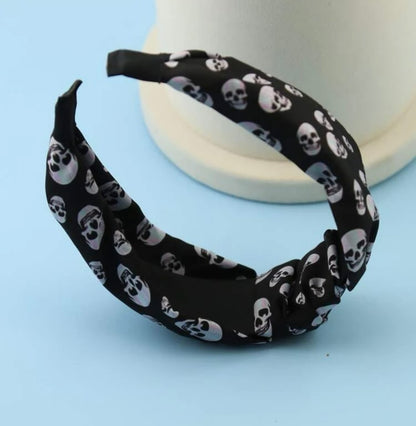 Halloween Skull Headband - Handmade Headpiece, Halloween Headpiece, Skull Bow, Skull Headpiece - Rhythms of Grace Creative