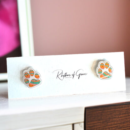 Vibrant Paw Print Studs – A Purr-fect Gift!