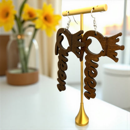 QUEEN Energy Activated – Brown Wood Earrings That Slay