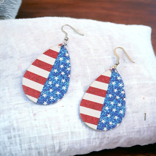 Patriotic Teardrop Dangle Earrings – American Flag Inspired Jewelry