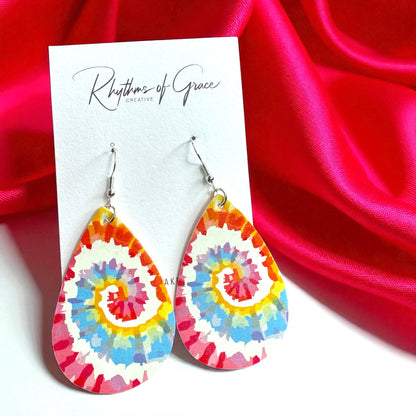 Radiant Rainbow Tie Dye Earrings – Celebrate with Color!