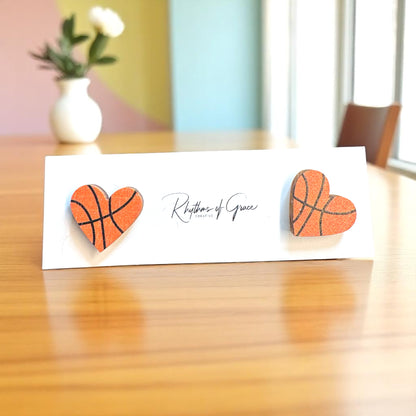 Score Style Points with Heart-Shaped Sports Stud Earrings!