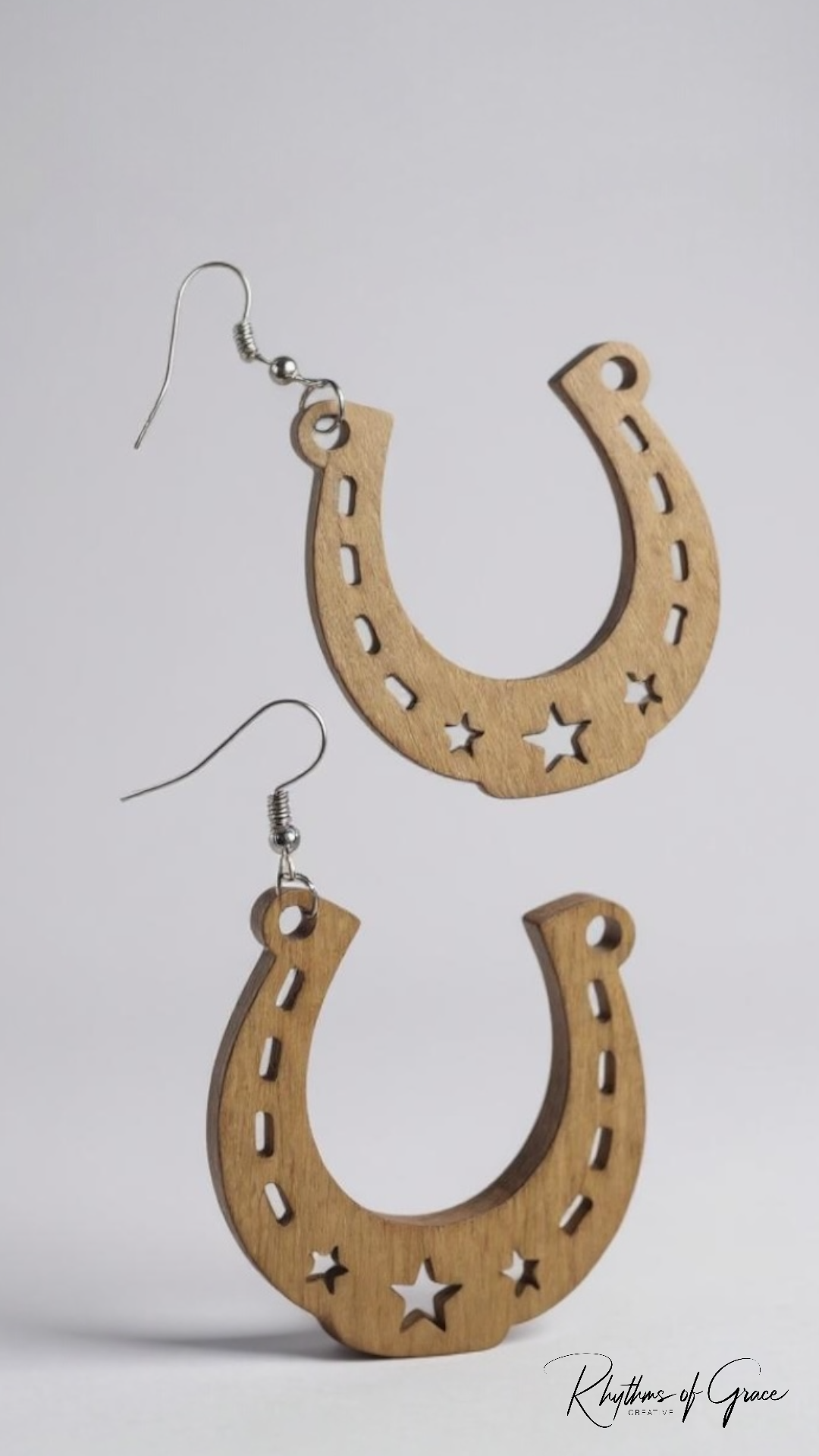 Saddle Up in Style with Our Wooden Horseshoe Dangle Earrings!
