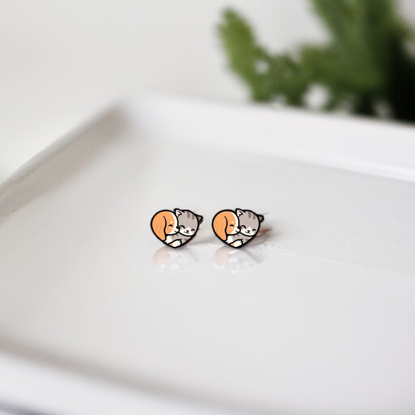 Purr-fectly Pawsome Heart-Shaped Stud Earrings!