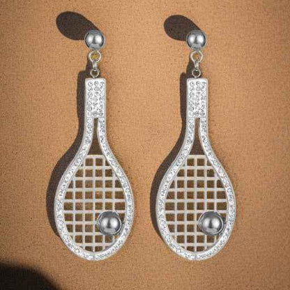 Dazzling Rhinestone Dangle Tennis Earrings – Score Your Style! 🎾
