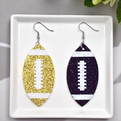 Score Big with Sparkle! Glitter Football Dangle Earrings 🏈