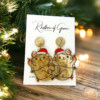 Jingle All the Way: Adorable Christmas Kitty Dangle Earrings