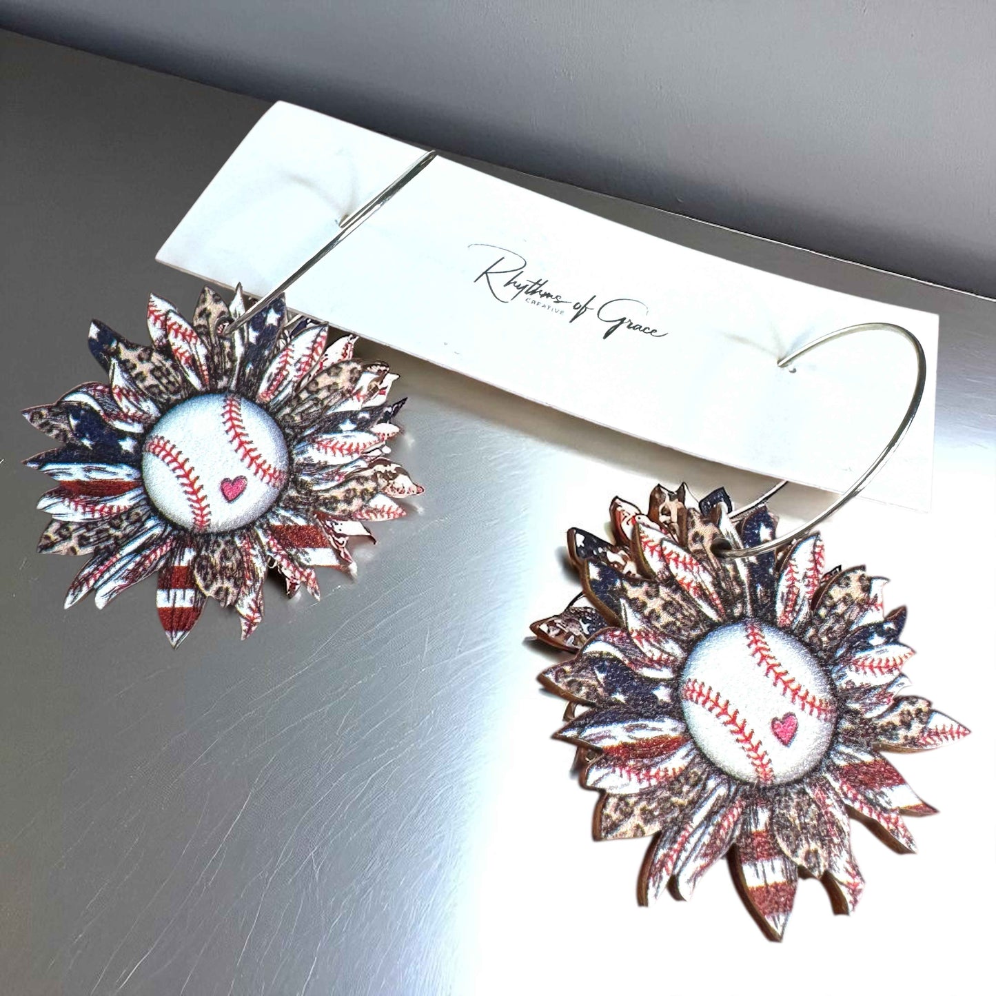 Score Big with our Patriotic Baseball Hoop Earrings – Perfect for Every Baseball Fan!