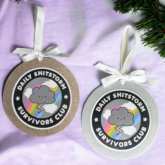Join the Fun: Daily Shitstorm Survivors Club 2024 Christmas Ornament!
