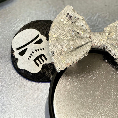 Star Wars Inspired Sequin Mouse Ears Headband, Darth Vader, Stormtrooper, NEW