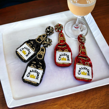 Beaded Champagne Earrings - Pop the Style! 🥂