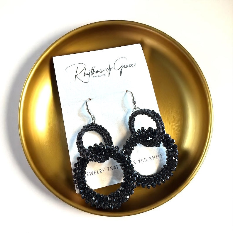 Sparkle and Shine: Stunning Black Beaded Dangle Earrings