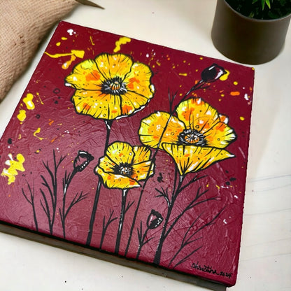 Original Artwork Textured Painting - "Harmony in Bloom" - Unique 8x8 Canvas Art