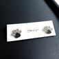 Sparkle & Paws! Silver and Black Rhinestone Paw Print Stud Earrings