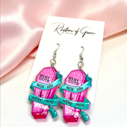 Tombstone Earrings - Halloween Earrings, Coffin Earrings, Halloween Accessories, Halloween Earrings, Undertaker Earrings, Halloween Accessories