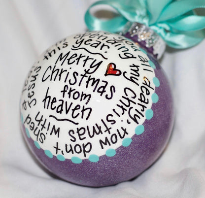 Christmas in Heaven Ornament - Memorial Ornament, Angel in Heaven, Christmas Ornament, Holiday Ornament, In Memory, Rest in Peace - Rhythms of Grace Creative