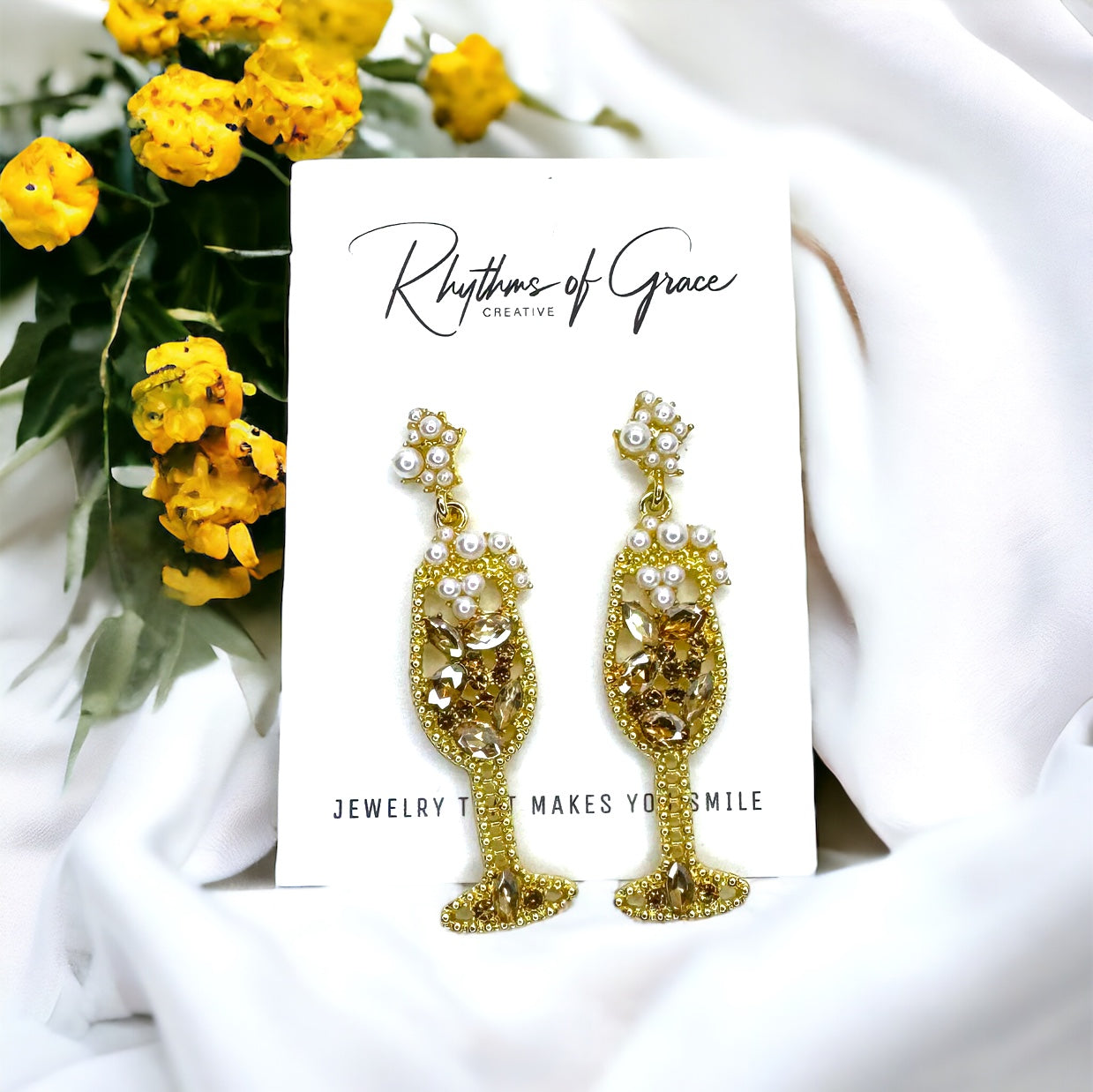 Champagne Earrings - Wine Glass, Gold Champagne, Champagne Bottle, Wine Earrings, Wine Jewelry, Poppin Bottles, Wine Accessories