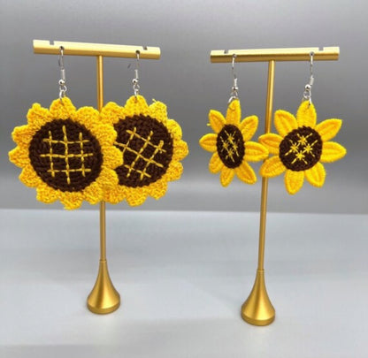 Bloom in Boho Style: Colorful Knit Sunflower Earrings! 🌻