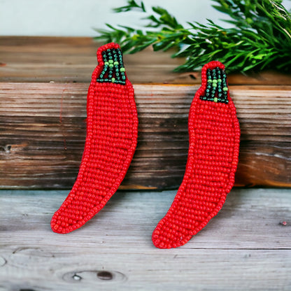 Spice Up Your Style: Fun Beaded Hot Pepper Earrings! 🌶️✨