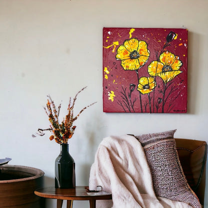 Original Artwork Textured Painting - "Harmony in Bloom" - Unique 8x8 Canvas Art