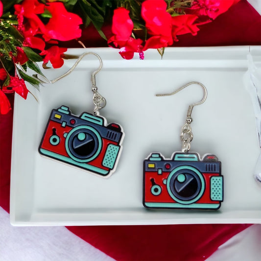 Say Cheese in Style – Cartoon Camera Dangle Earrings! 📸 - Rhythms of Grace Creative