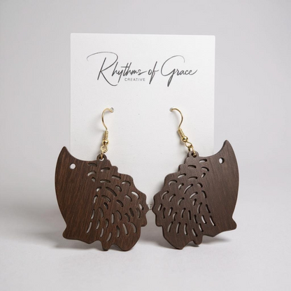 Charming Wooden Hedgehog Earrings - Handmade & Adorable!