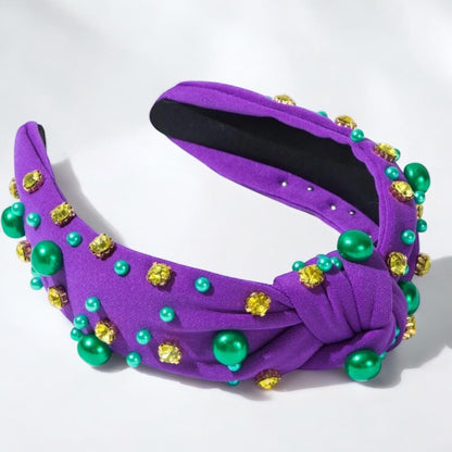 Dazzling Mardi Gras Headband - Vibrant Purple, Green, & Gold 🎭