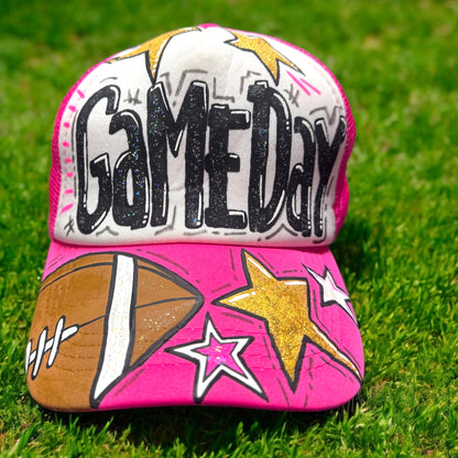 Handpainted Mesh Back Trucker Hat - Score Big with Style! 🎉