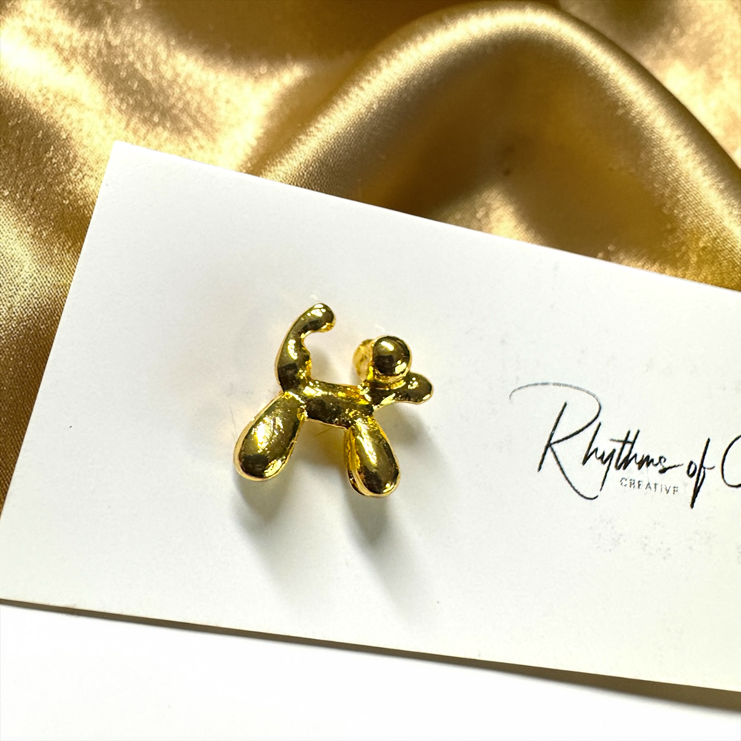 Gold Balloon Dog Stud Earrings | Tiny Dainty Mardi Gras Jewelry | Minimalist Gold Animal Earrings | Lightweight Studs for Kids & Adults