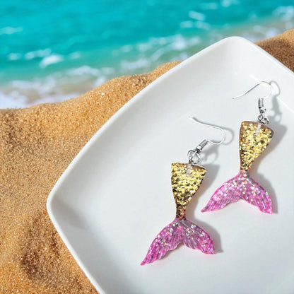 Mermaid Tail Magic – Glittery Earrings in 3 Splashy Colors! ✨