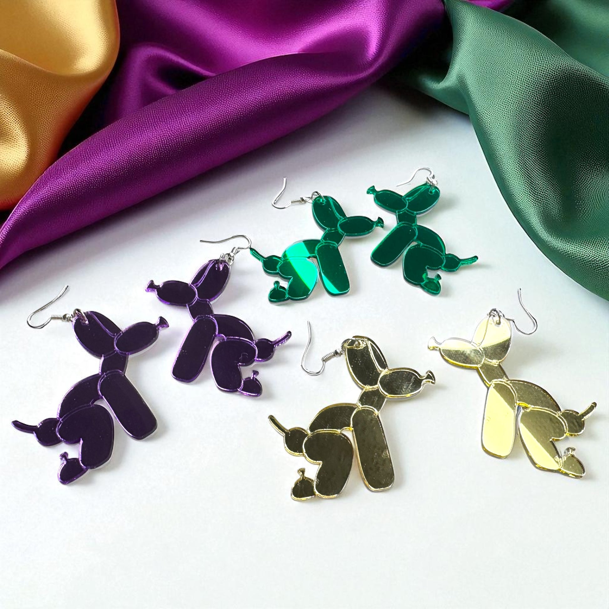 Paw-sitively Fun Mardi Gras Balloon Dog Earrings – Pooping Playfulness in Every Color! - Rhythms of Grace Creative