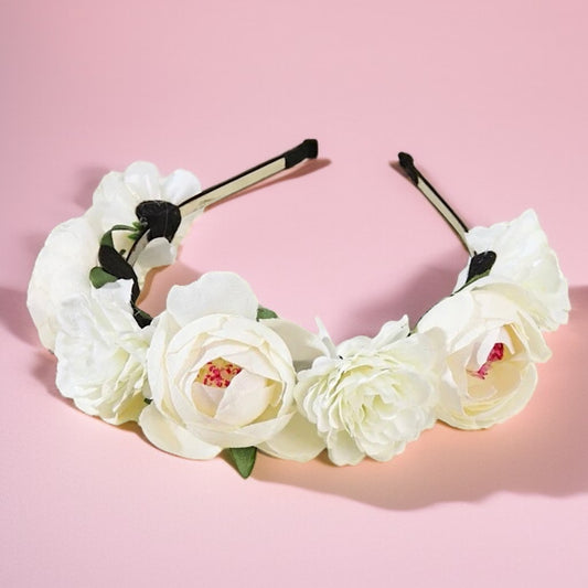 Blooming Beauty: White Flower Headband for the Perfect Boho Chic Look! - Rhythms of Grace Creative
