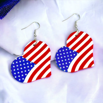 Show Your Spirit with Patriotic Red, White, and Blue Dangle Earrings! 🇺🇸