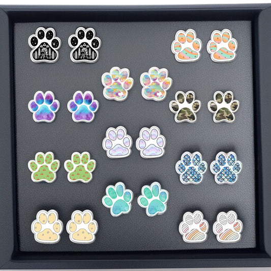 Vibrant Paw Print Studs – A Purr-fect Gift!