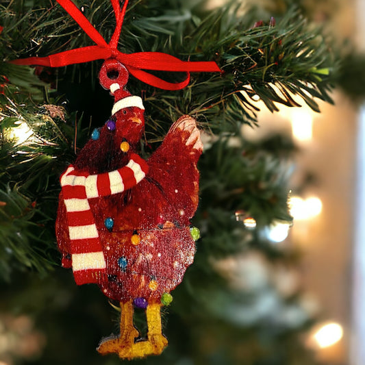 Cluckin' Cute 2024 Red Rooster Christmas Ornament - Personalize Your Holiday Cheer! - Rhythms of Grace Creative