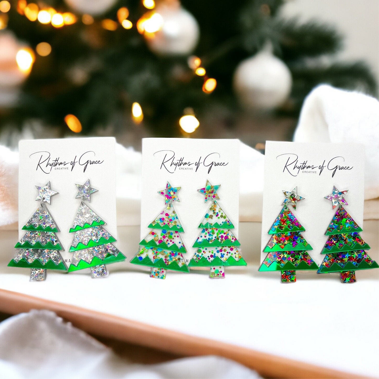 Jingle All the Way: Sparkling Christmas Tree Earrings for Festive Fun!