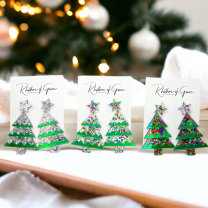 Jingle All the Way: Sparkling Christmas Tree Earrings for Festive Fun!