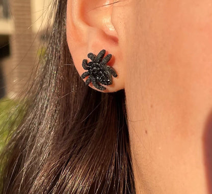 Bewitching Black Glitter Spider Studs! New Halloween Favorite!🕷️