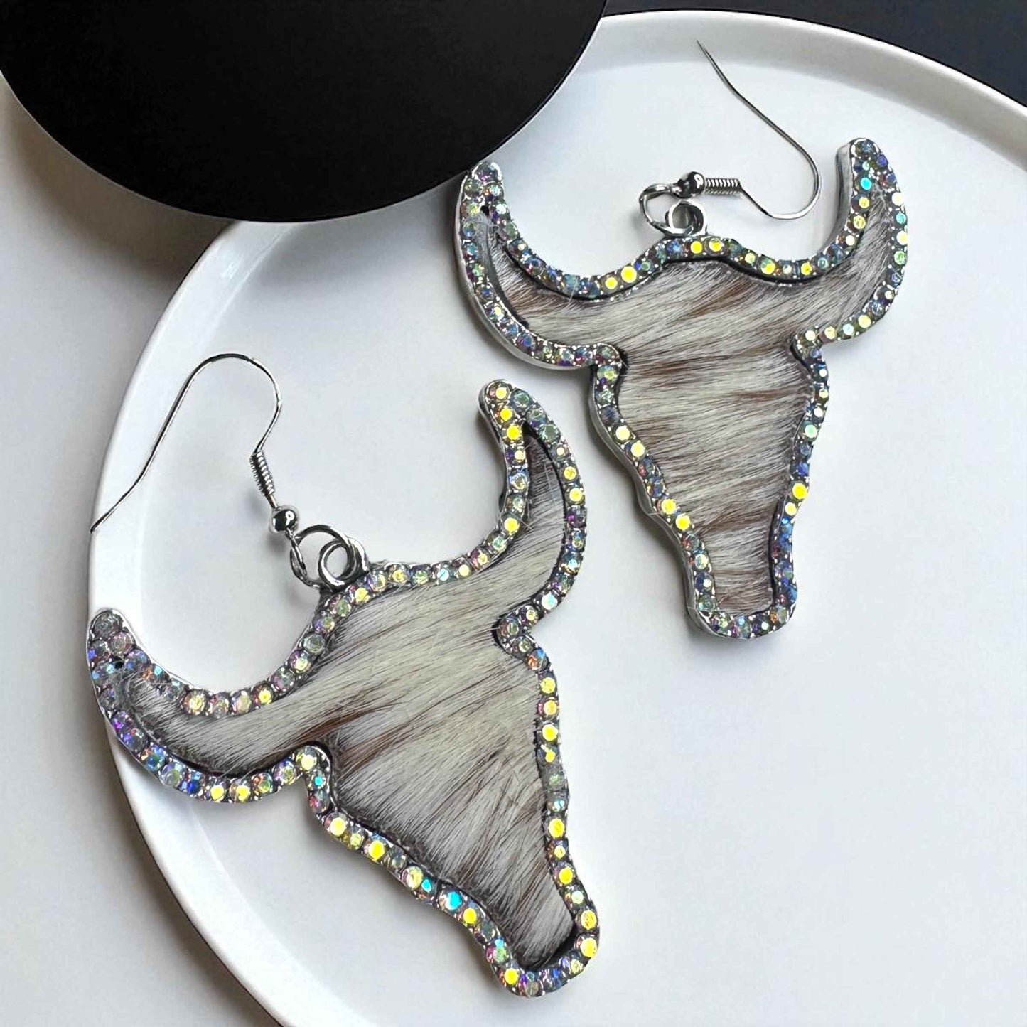 Giddy Up Glam: Rhinestone Longhorn Dangle Earrings