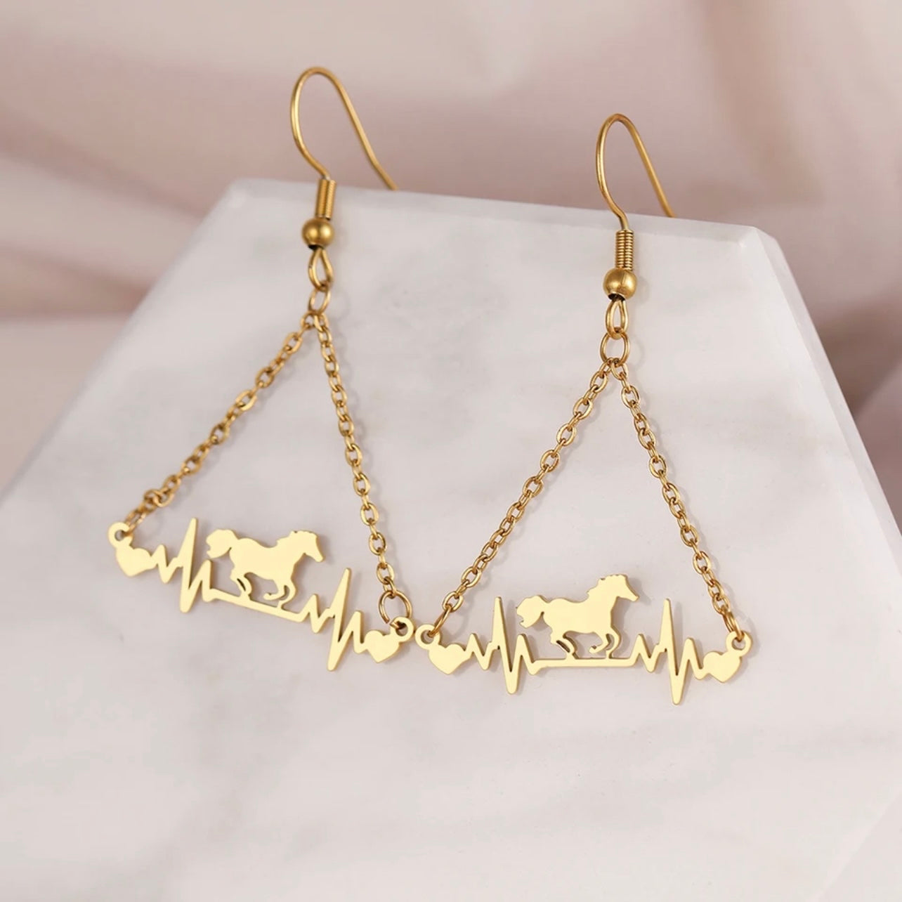 Gallop into Elegance: Stunning Horse Dangle Earrings - Rhythms of Grace Creative