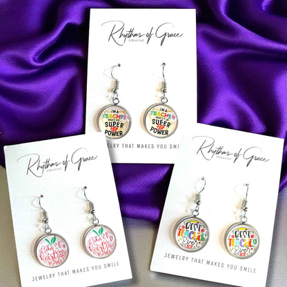 Inspire & Shine with Teacher Cabochon Dangle Earrings!