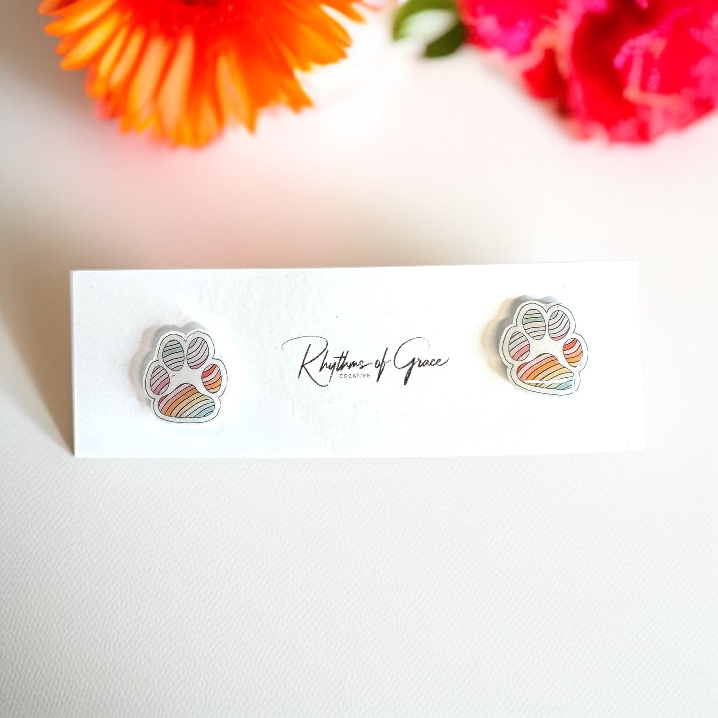 Vibrant Paw Print Studs – A Purr-fect Gift!