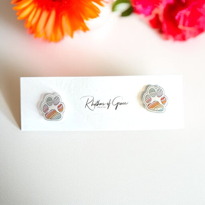 Vibrant Paw Print Studs – A Purr-fect Gift!