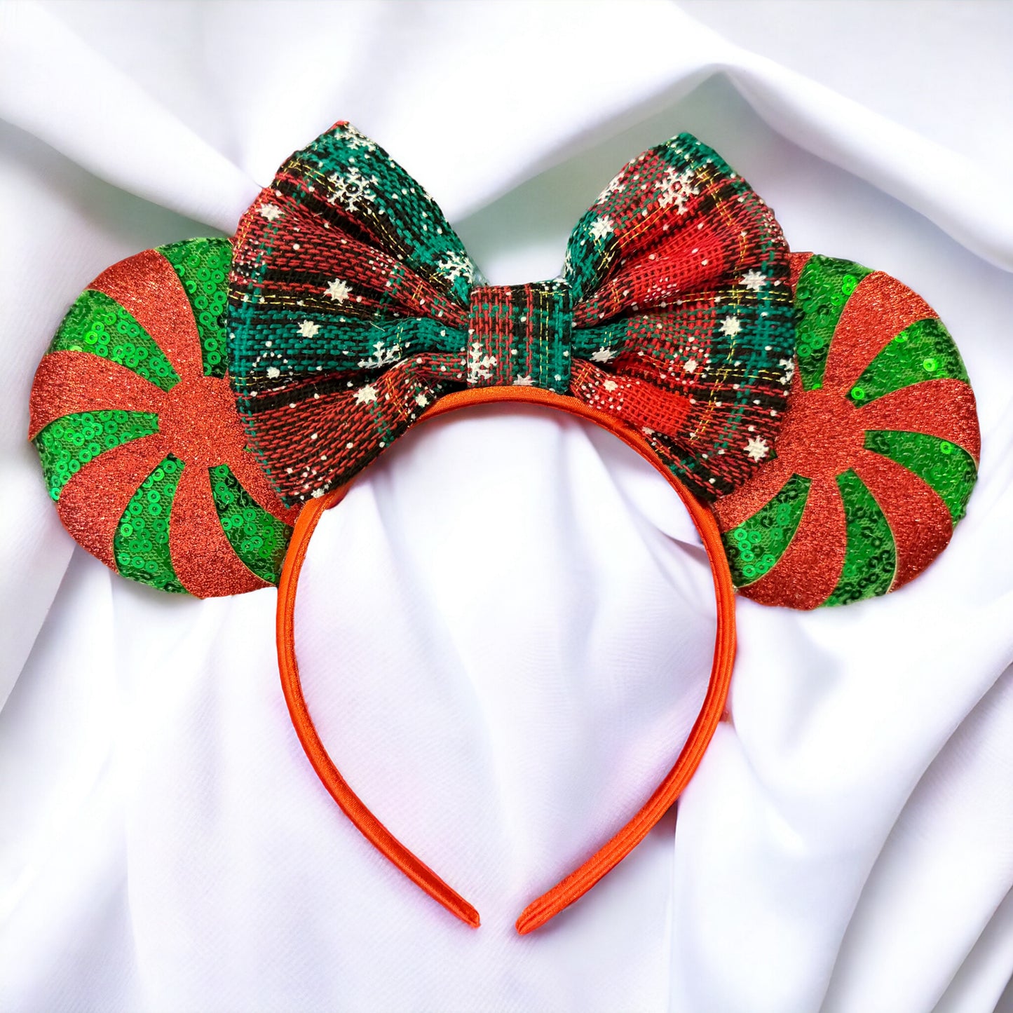 Festive Christmas Mouse Ears Headbands – Peppermint & Holiday Cheer!