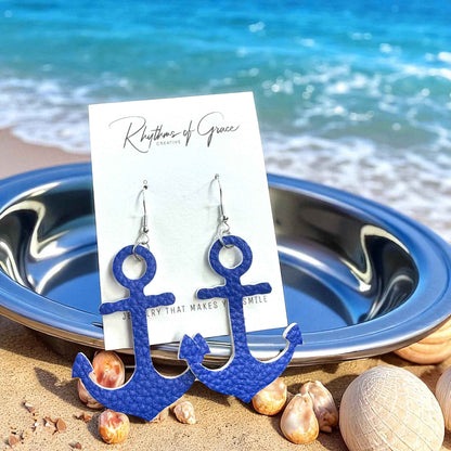 Blue Anchor Earrings – Nautical Vibes, Handmade Style! ⚓