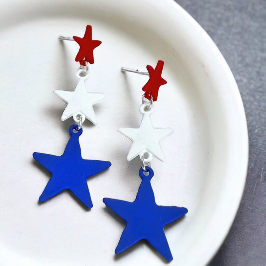 Patriotic Stars Earrings - Shine Bright This Fourth of July!