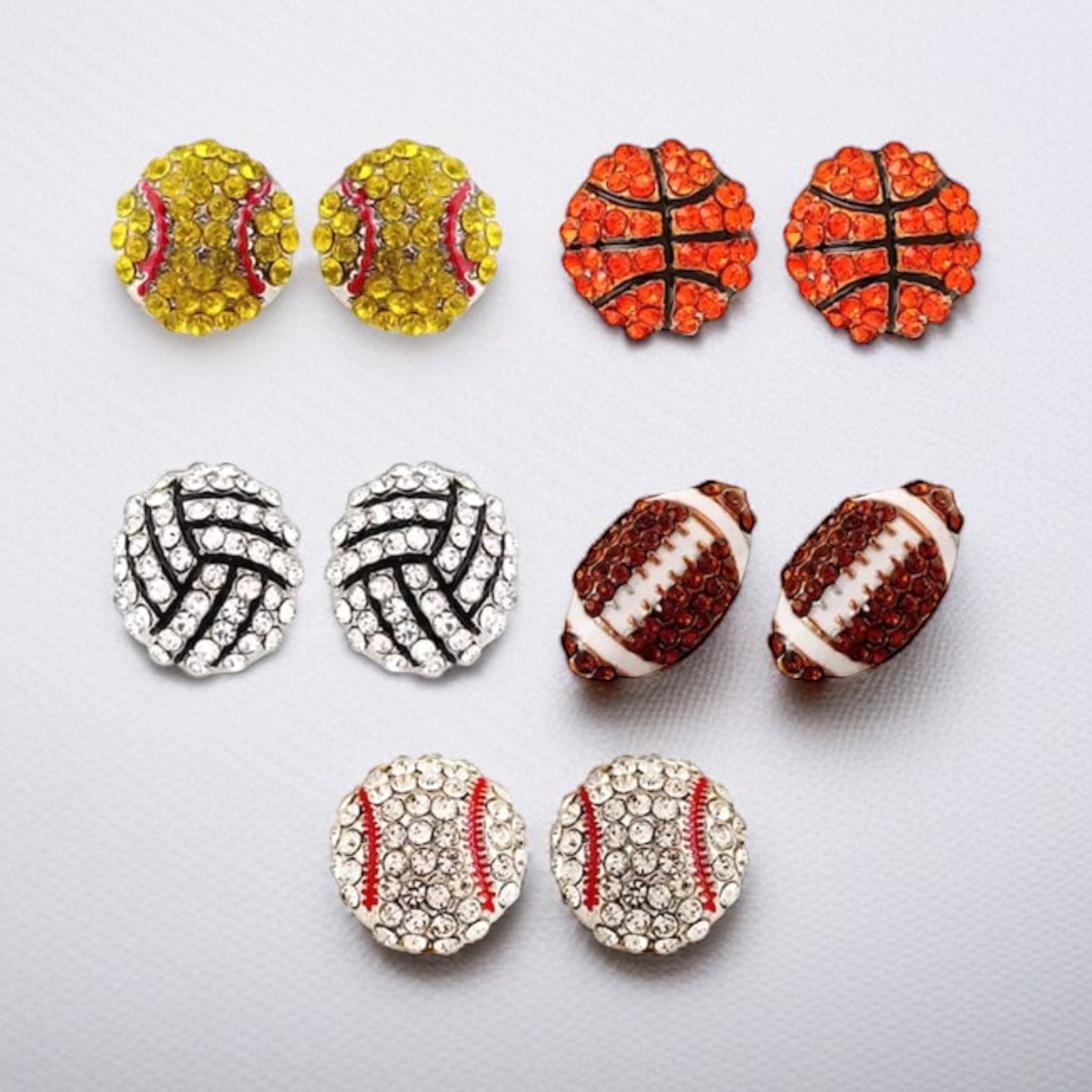 Score Big with Sparkle! Rhinestone Sports Stud Earrings