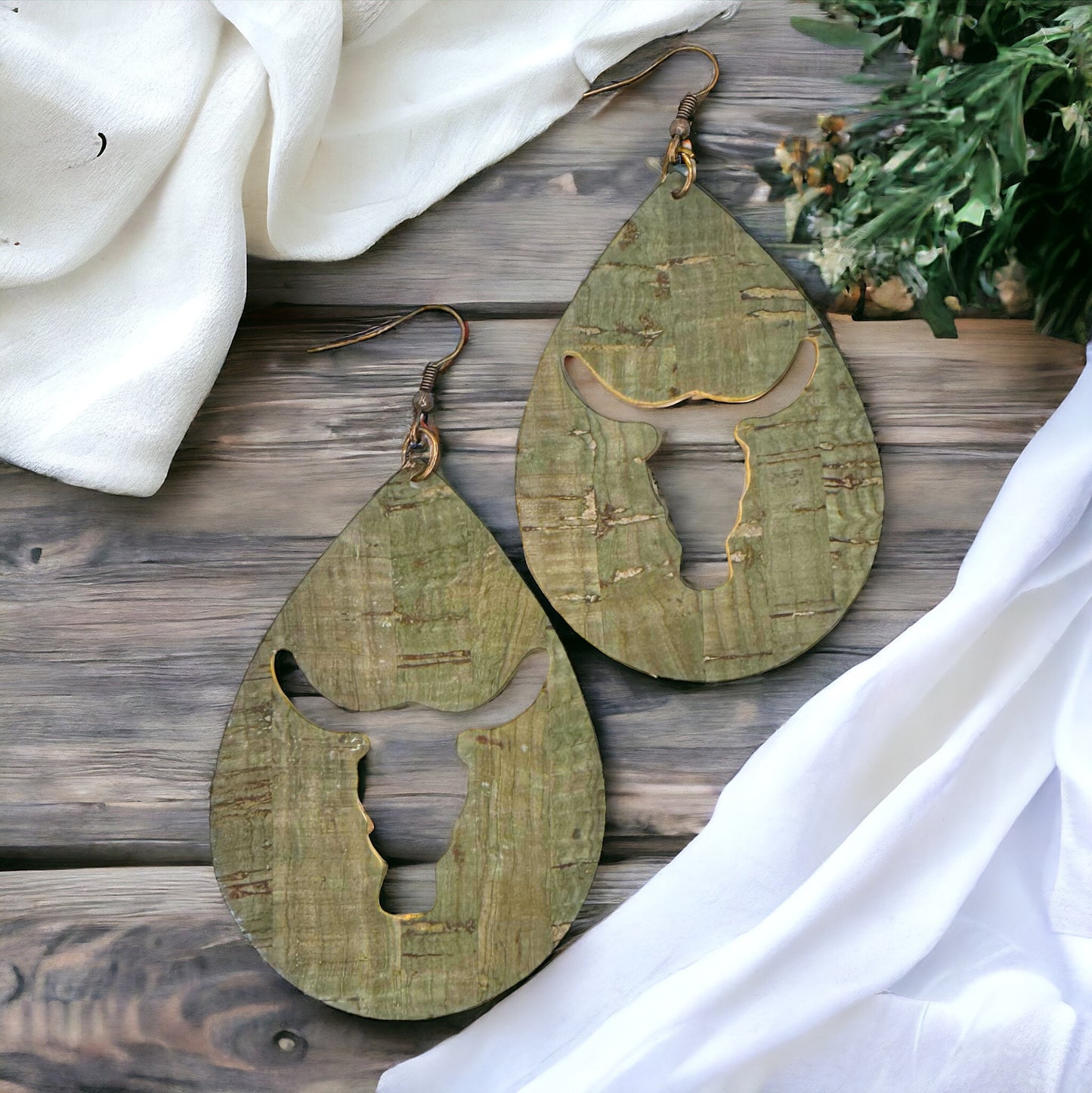 Western Teardrop Dangle Earrings with Bullhead Cutout - Rustic Charm